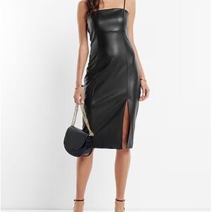 Express Black Strapless Faux Leather Dress